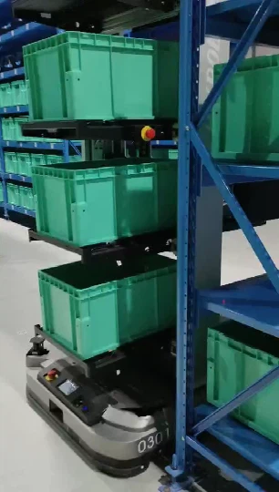 ASRS rack ystem với hộp nhựa